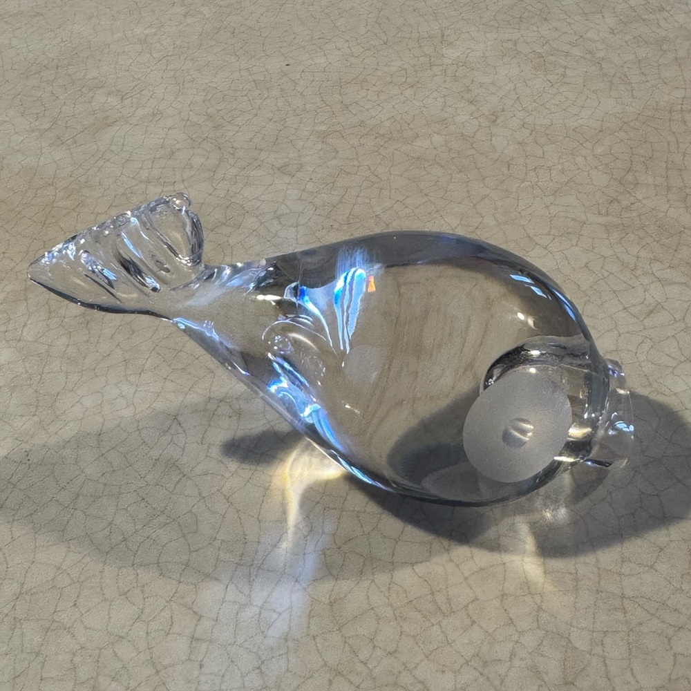 Hadeland Norway Art Glass FISH Figurine Paperweight Open Mouth